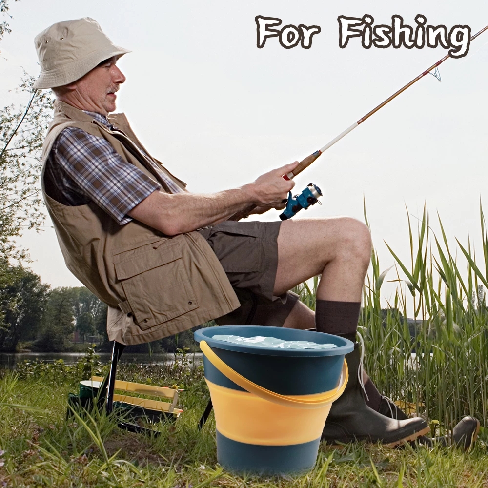 Portable Foldable Bucket Solid Basin Tourism Outdoor Clean Bucket Fishing  Promotion Camping Car Wash Mop Folding Bucket Outdoor