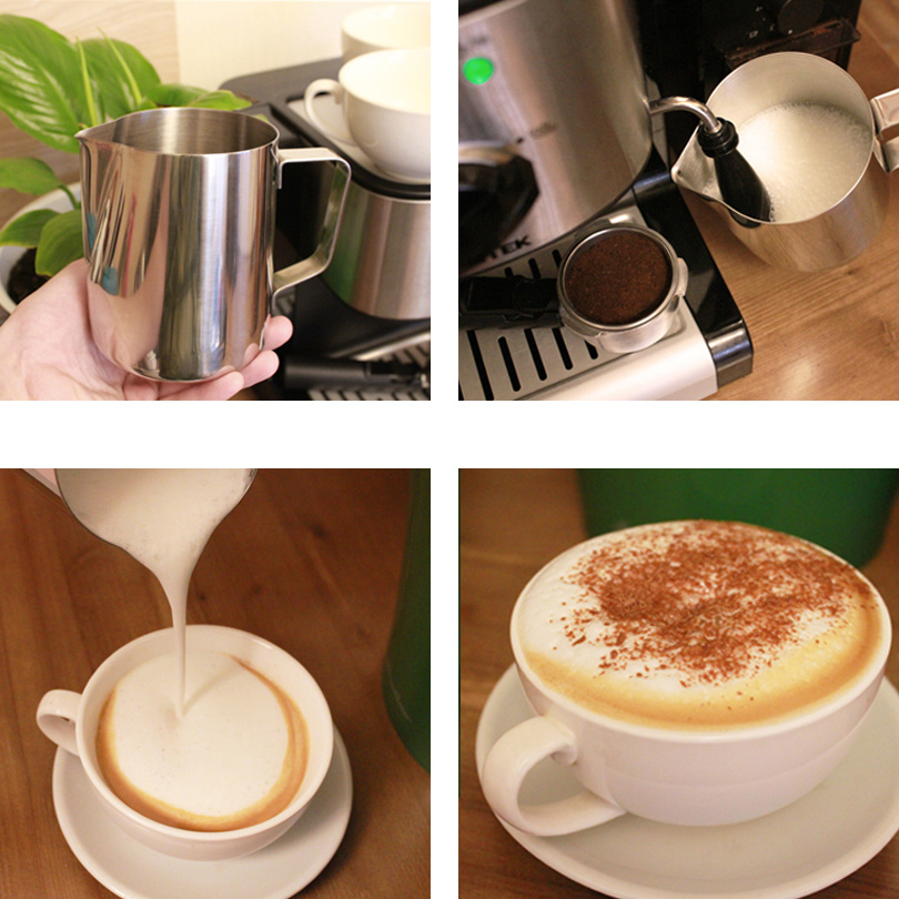  Jarra de café de acero inoxidable para hacer espuma de leche, jarra  de café expreso de 15.2 fl oz/20.3 fl oz/jarra de espuma para barista  (capacidad: 20.3 fl oz, color: B) 