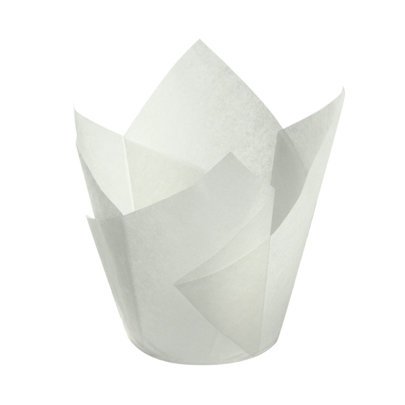 White Tulip Muffin Liners, Cupcake Wrappers, Paper Baking Cups (100 Pack)