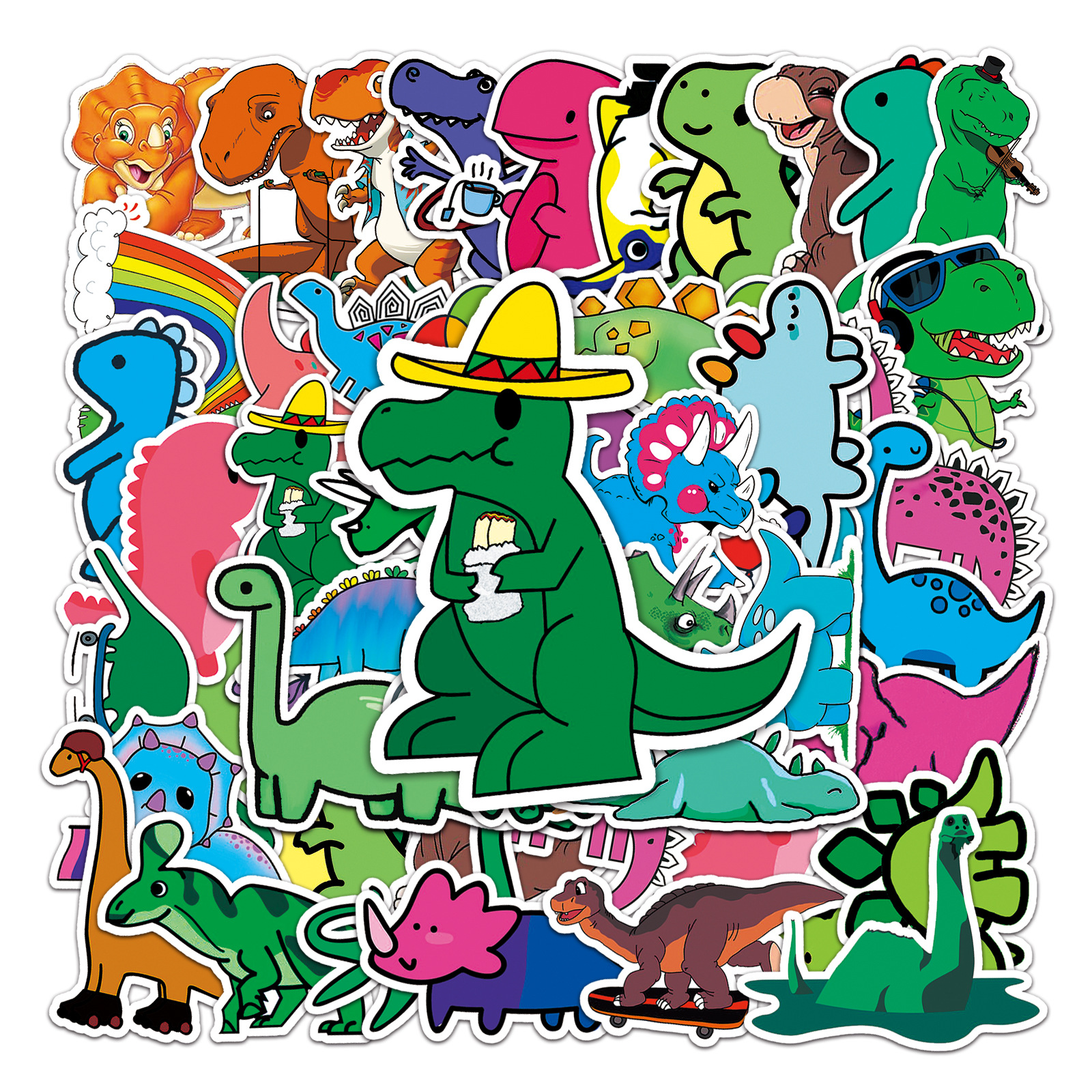 Adorable Dinosaur Cartoon Waterproof Stickers Perfect - Temu