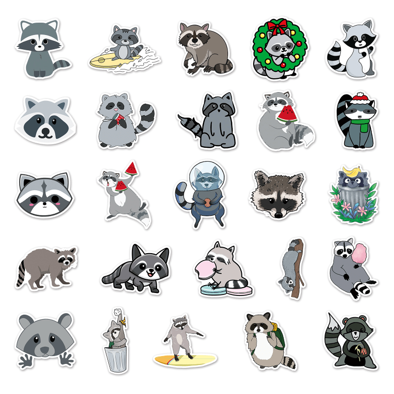 Small Raccoon Cartoon Animal Waterproof Decorative Doodle - Temu