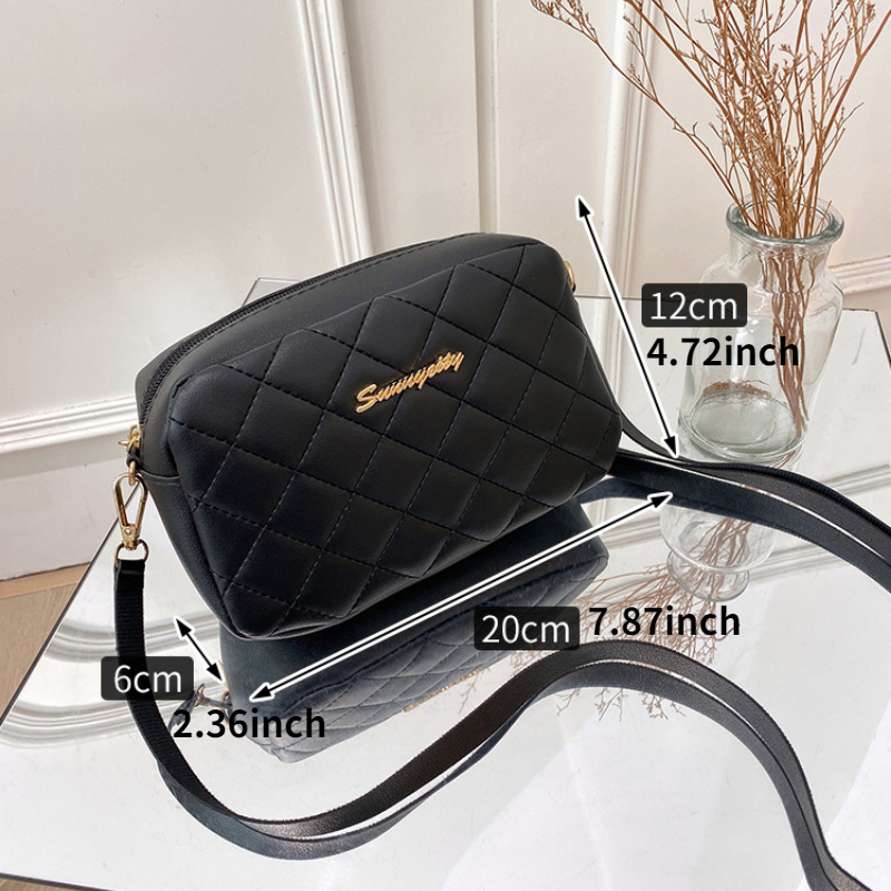 Crossbody Bag Purse Cute Shoulder Tan Quilted Handbag Black Strap Faux  Leather