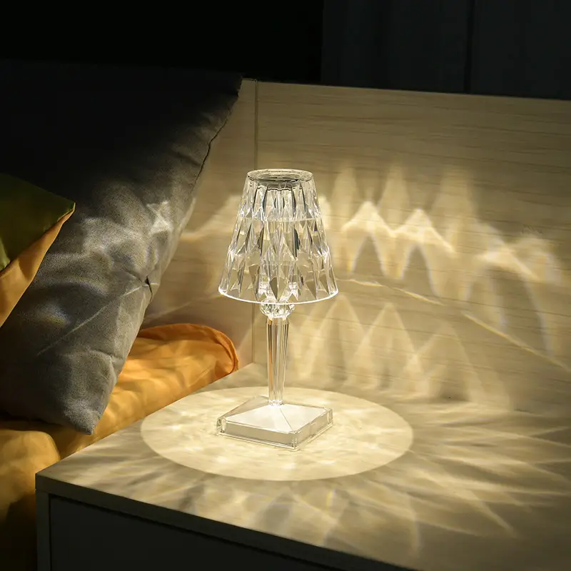 1pc 3/16 Colors USB Crystal Table Lamp Acrylic Desk Decor Atmosphere Lamp LED Bedside Night Light For Bedroom/Living Room/Restaurant details 5