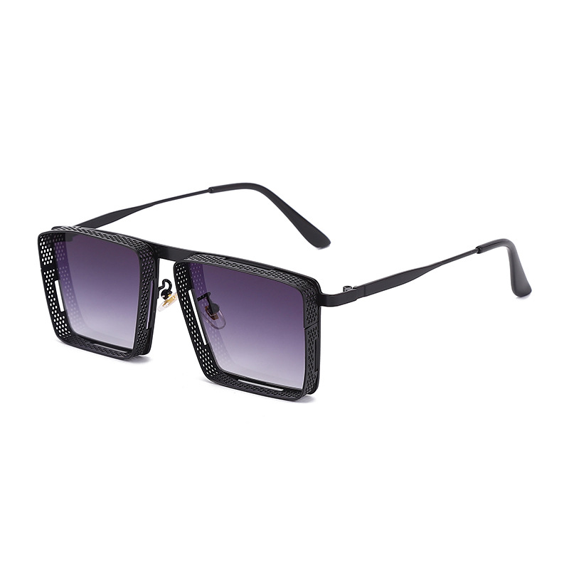 PUGS Sunglasses Shiny Black Metal Frame / Spring Temples UV400 - NWT 