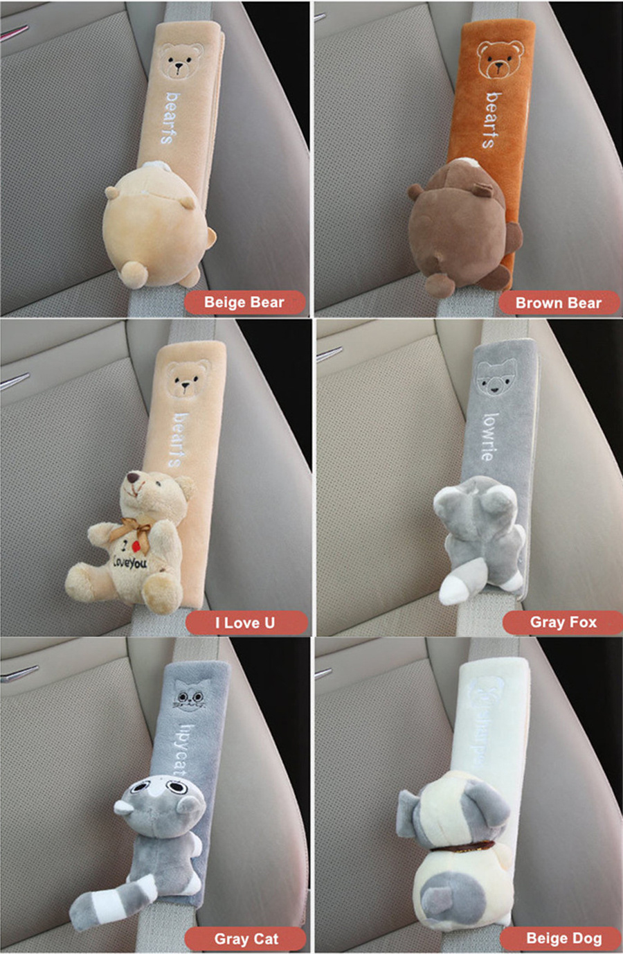 Tiyuyo Car Seat Belt Cover Shoulder Cover Child Seat Belt Adjustment Anchor  Cute Plush Safety Belt Shoulder Guard (Sky Blue) 