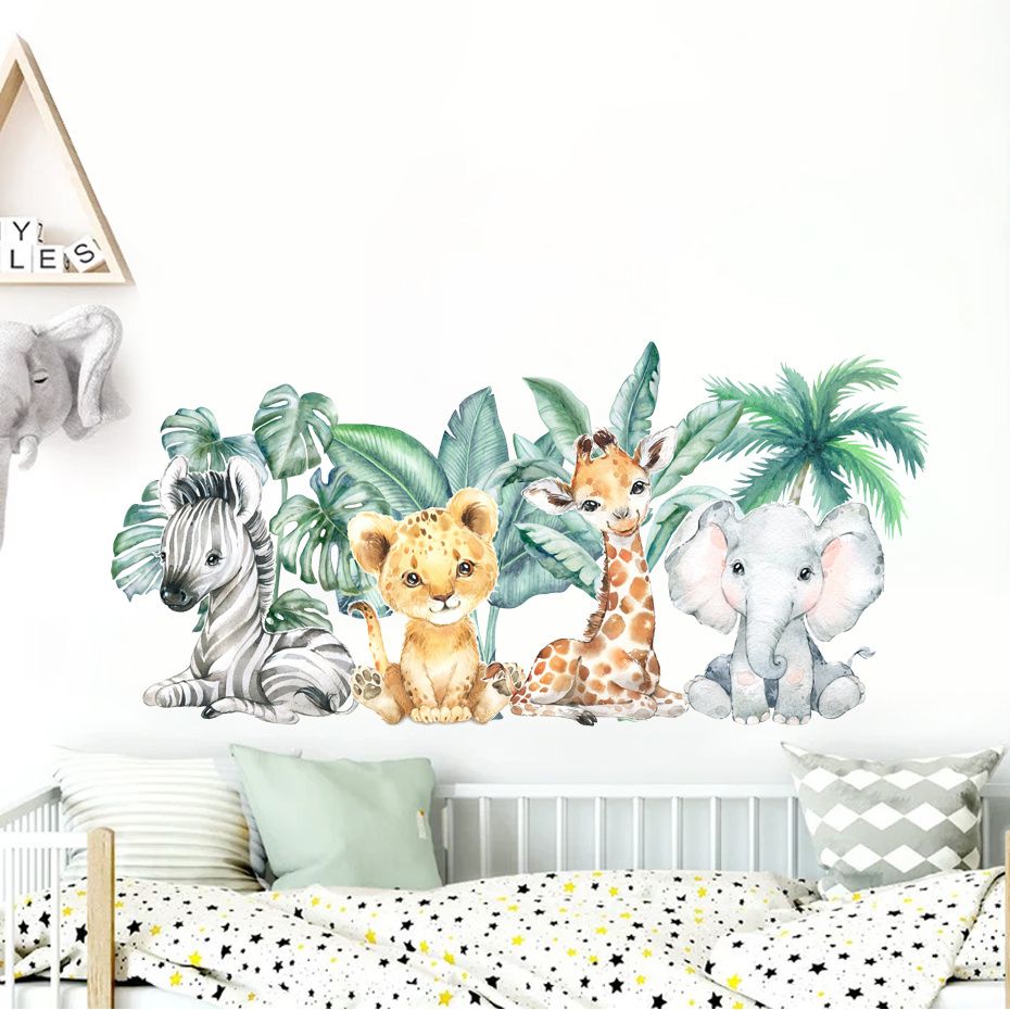 1pc Cartoon Cute Africa Animals Lion Elephant Wall Sticker Boho Vinyl Baby  Nursery Art Decals For Kids Room Home Decor | Check Out Today's Deals Now |  Temu