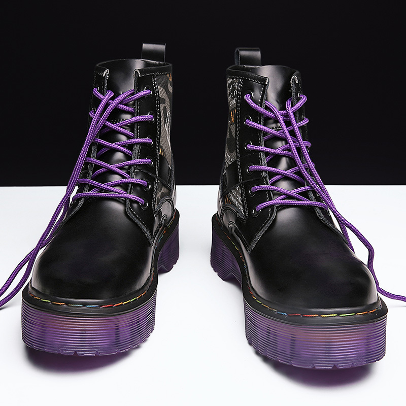 Faux Leather Lace Up Combat Boots Platform Women's Shoes
