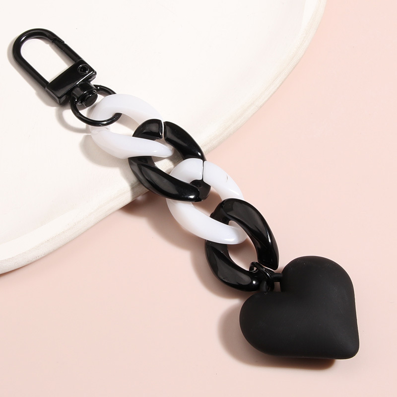 Handmade Heart Keychain Acrylic Plastic Link Chain Key Ring For Women Girls  Handbag Pendant Accessorie Car Keys Artificial Jewelry Gifts