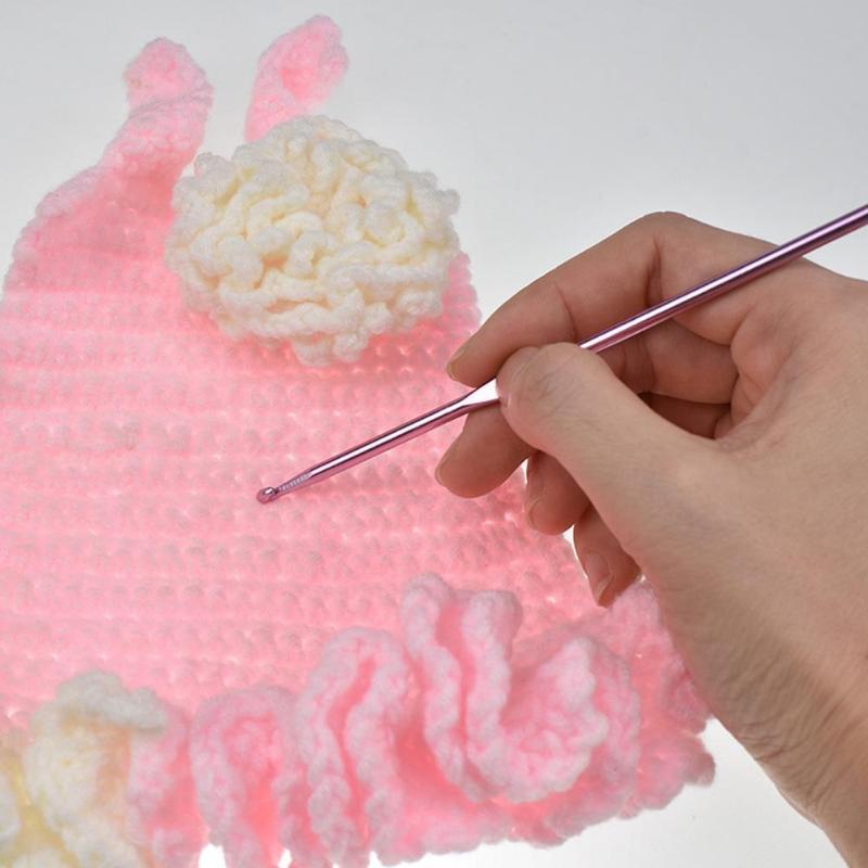 Pink Aluminum Crochet Hooks Set Knitting Needles Kit Plastic Handle DIY  Craft Set for Sweater Yarn Weave
