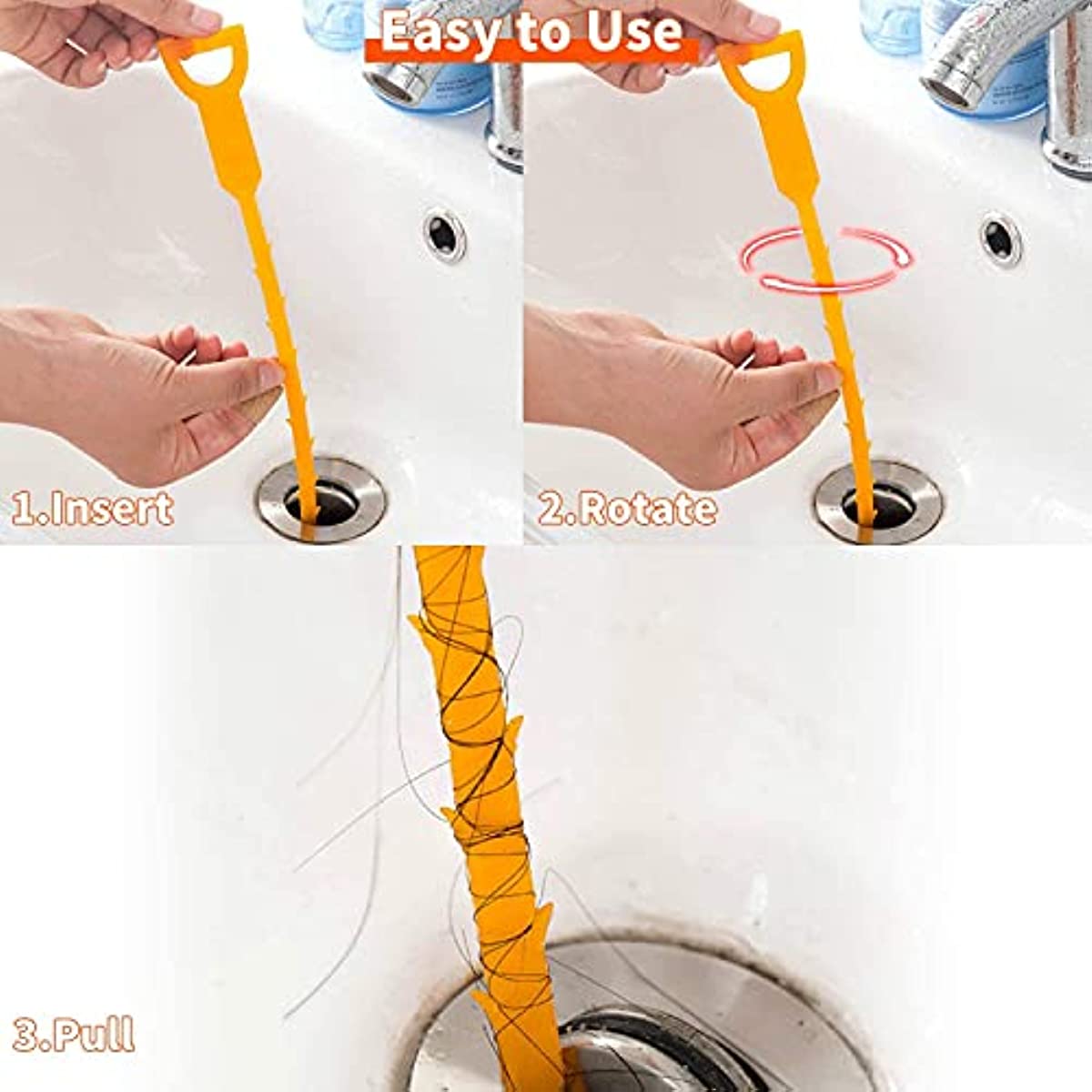 Drain Clog Remover Plumbing Tool For Bathroom Shower Bathtub Drain