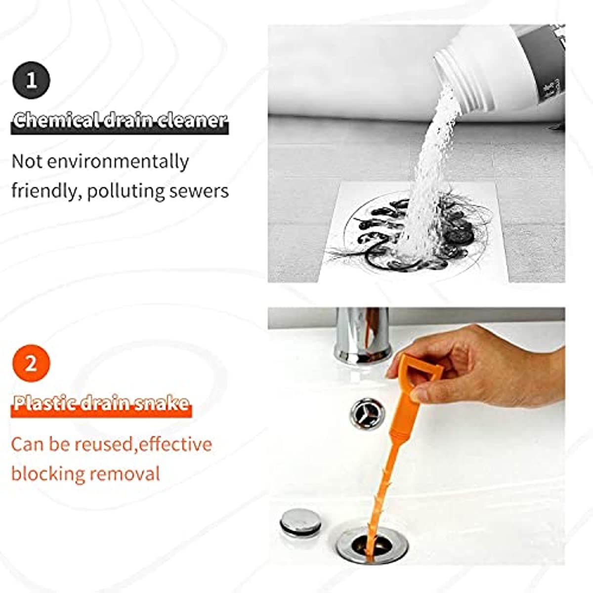 Disposable Drain Snake Plumbing Clog Cleaner Tool for Sink Shower Tub Pipe