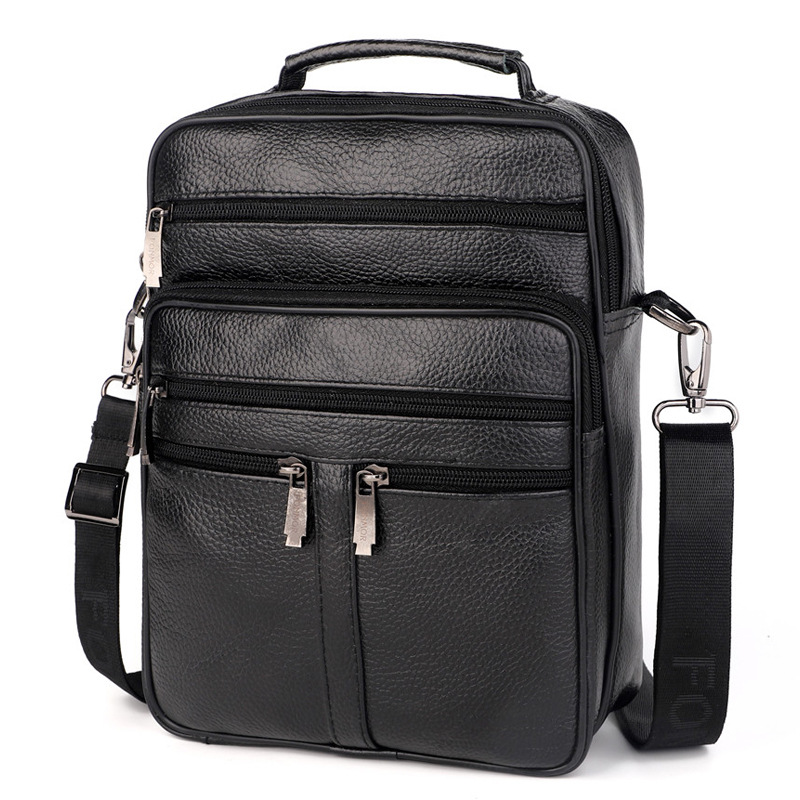 Men's Large Genuine Leather Bag First Layer Cowhide Handheld - Temu