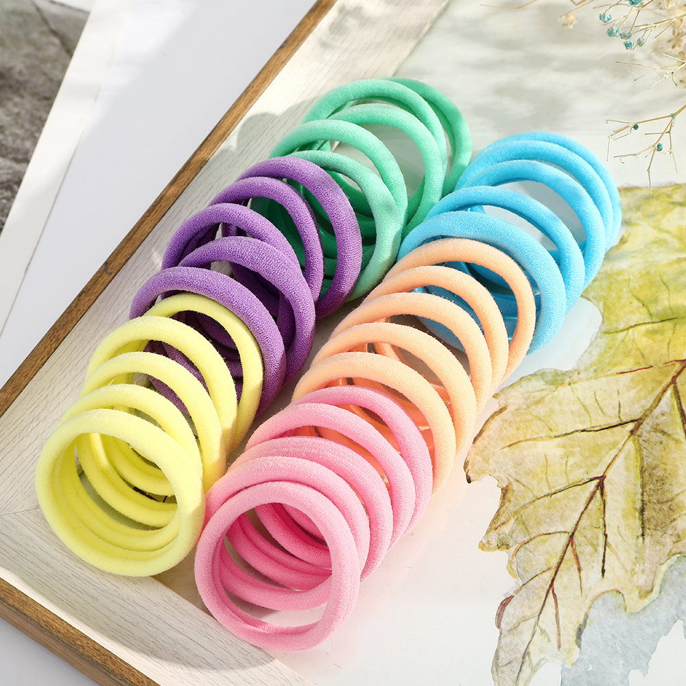 50pcs Solid Color Cotton Hair Tie, Scrunchie, Hair Band Elastic Rubber Band Towel Hair Rope Ponytail Holder Hair Accessories,Pony Tail Holders,Temu