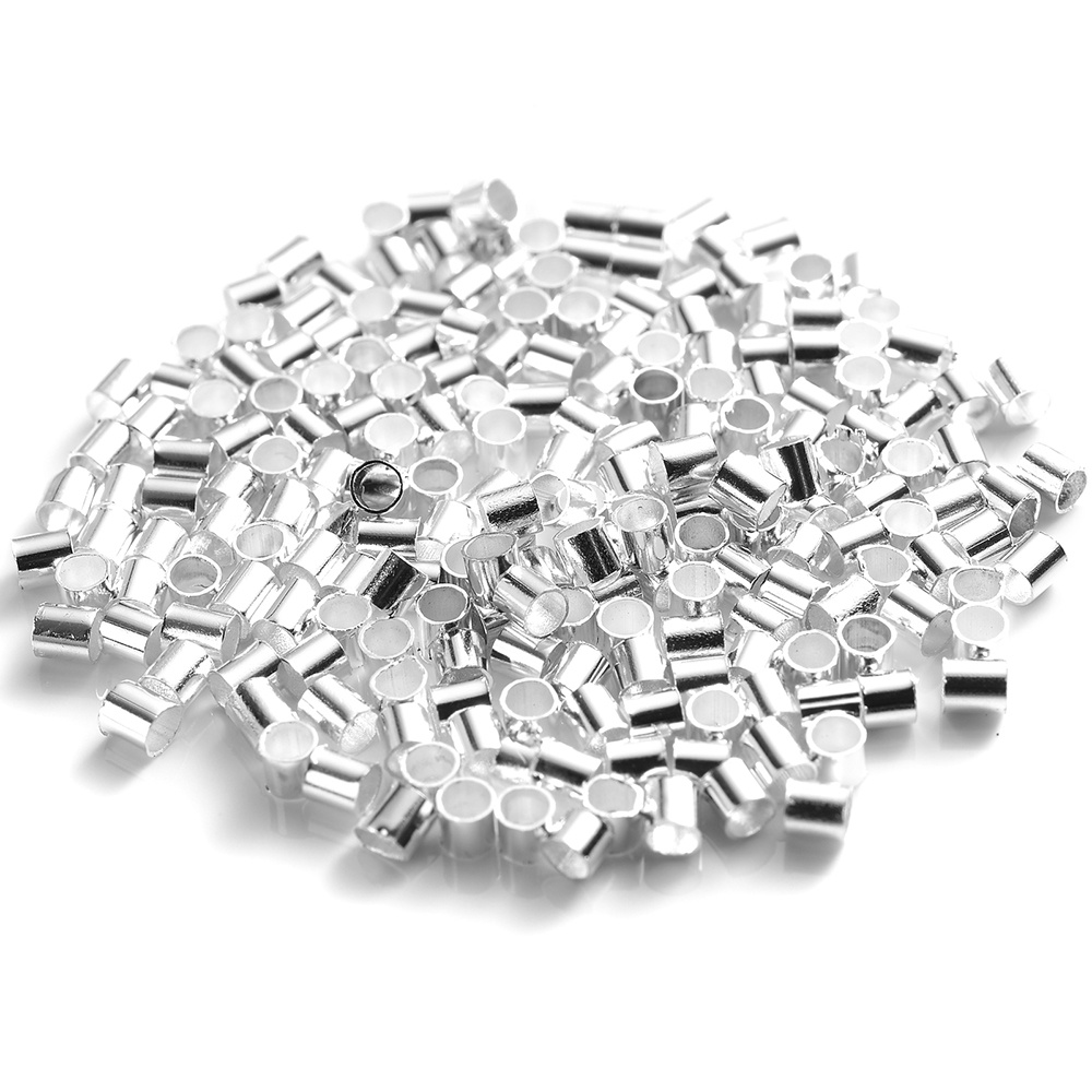 Wholesale Beebeecraft 50Pcs/Box Crimp Tube Beads 925 Sterling Silver  Crimping Tube Spacers 2mm Cord End Caps Loose Stopper Beads for Earring  Necklace 