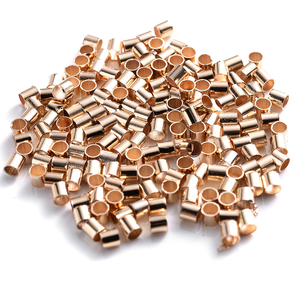 200pcs/lot 1.5 2mm Copper Tube Crimp End Beads Stopper Spacer Beads For  Jewelry Making Findings Supplies Necklace Wholesale