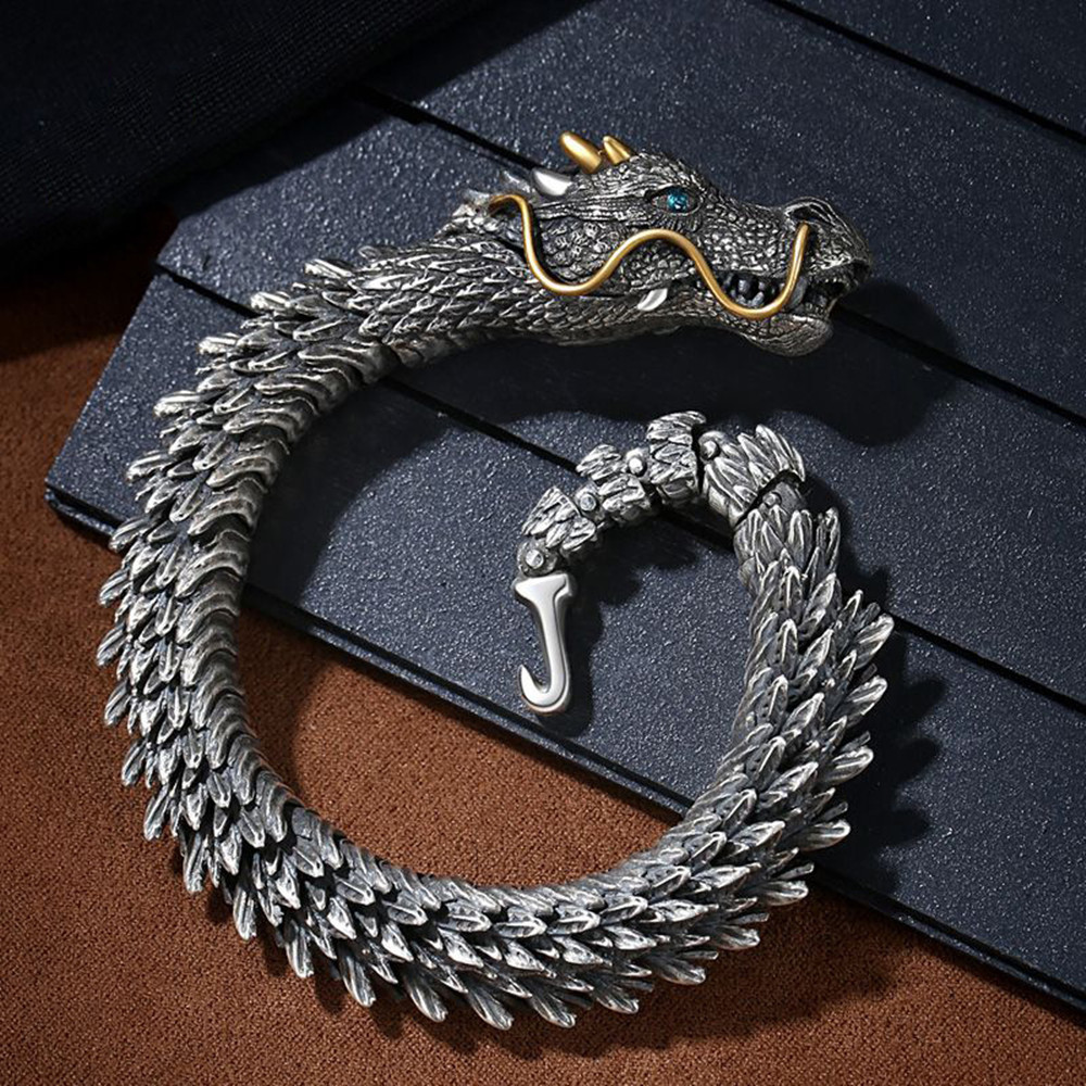 Retro Style Men's Steel Dragon Link Chain Bracelet Vintage - Temu