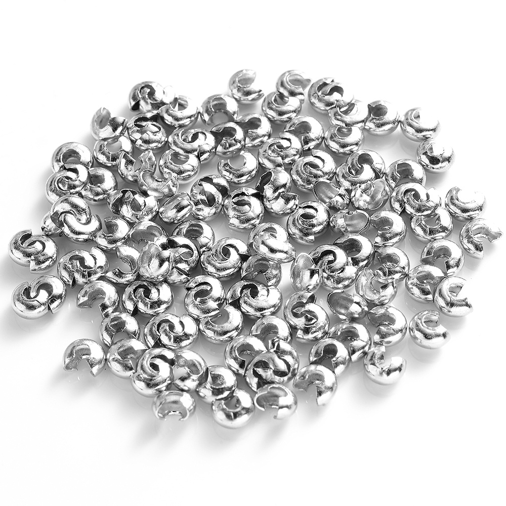 Blue Moon Beads Silver Metal Cord End Crimps for Jewelry Making, 115 Pieces