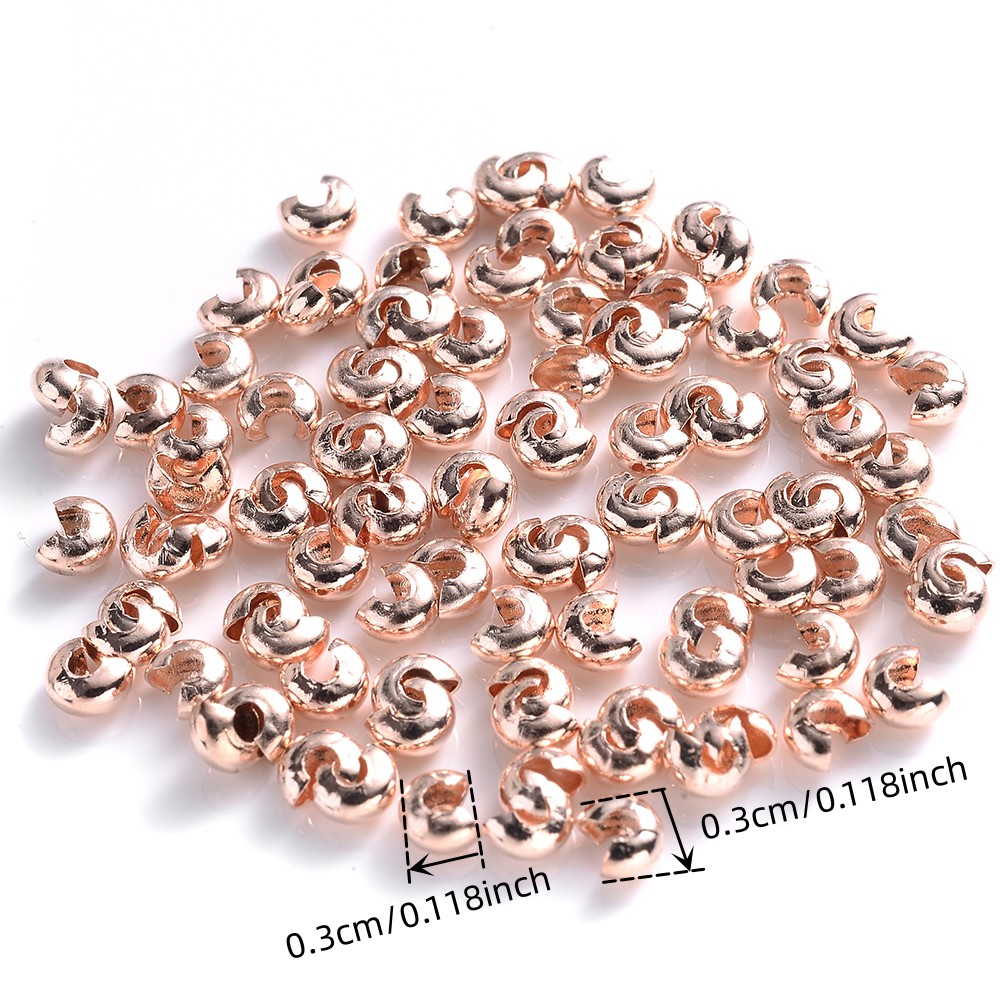 Uxcell 500Pack 4mm Round Crimp Beads Jewelry Making Crimp End Spacer Bead,  Champagne 