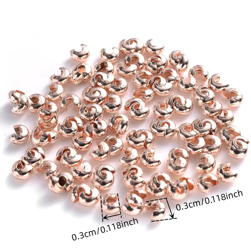 Wholesale DICOSMETIC 800Pcs Stainless Steel Tiny Crimp Beads Golden Round  Open Knot Covers Bead Tips Knot Covers Bead for Jewelry Making Wedding  Birthday Party Festival Favor，Hole：0.8mm 