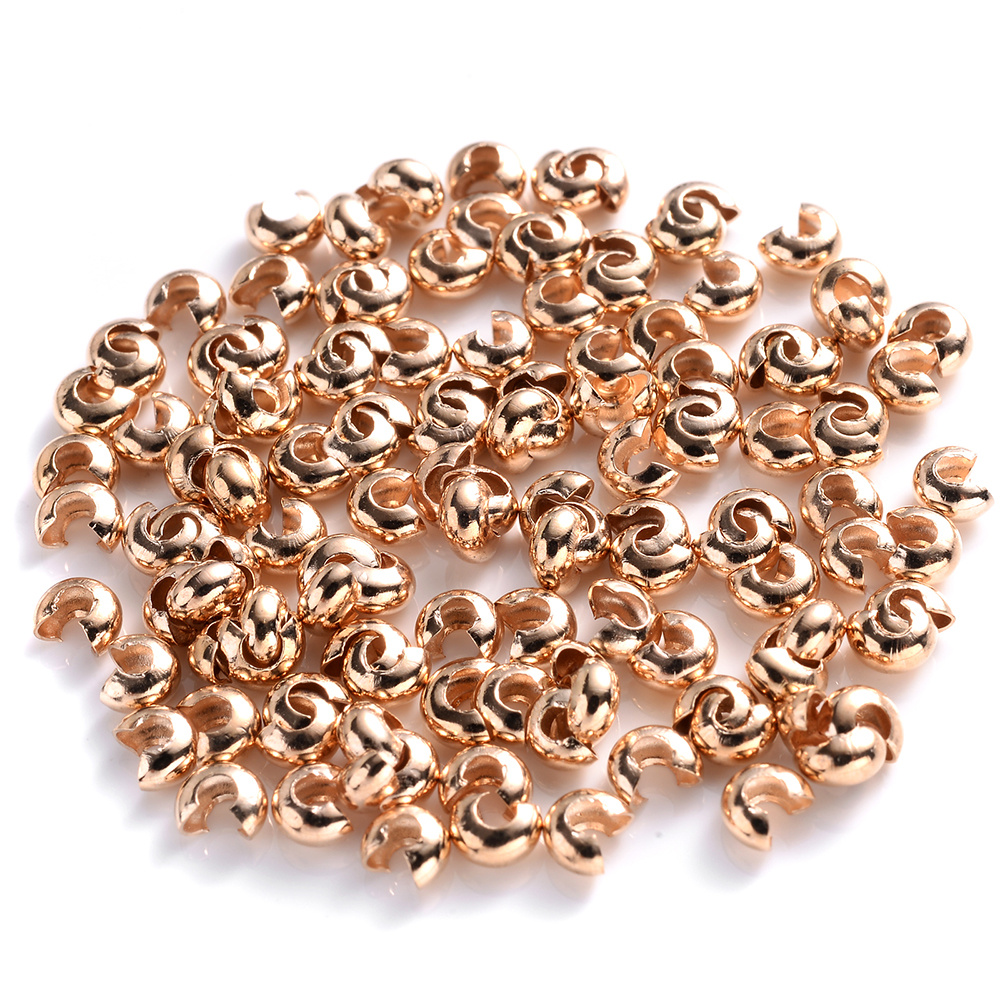 500Pcs Metal Open Bead Tips Knot Covers Round Crimp Beads for Jewelry Making  Fold Over Bead Covers for DIY Bracelets Necklaces [Silver] 