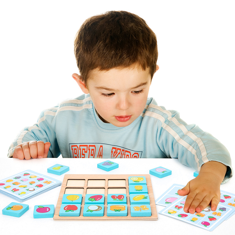Jogo de tabuleiro de quebra-cabeça de madeira Montessori para