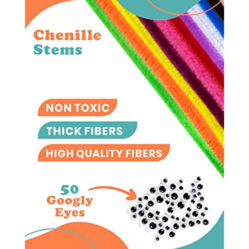 Pipe Cleaners Craft Supplies Colorful Chenille Stems Googly - Temu