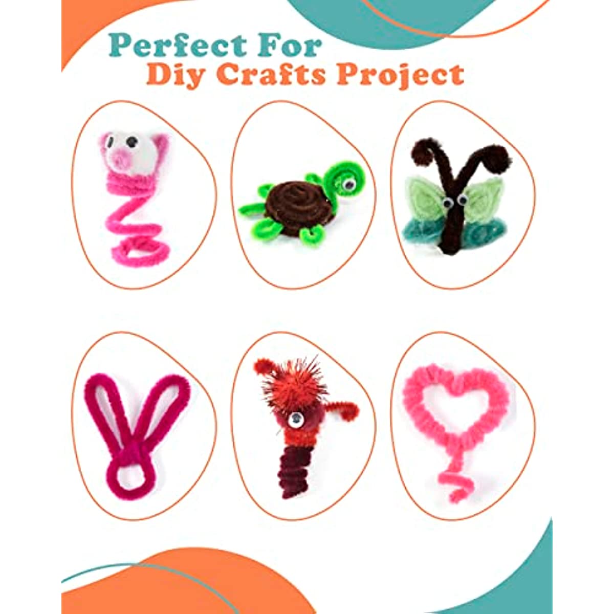 Pipe Cleaners Craft Supplies, Pipe Cleaners Kit for Beginners, Chenille  Stems Animal Kit with Thick Pipe Cleaner, Step-by-Step Tutorials Video,  Pipe