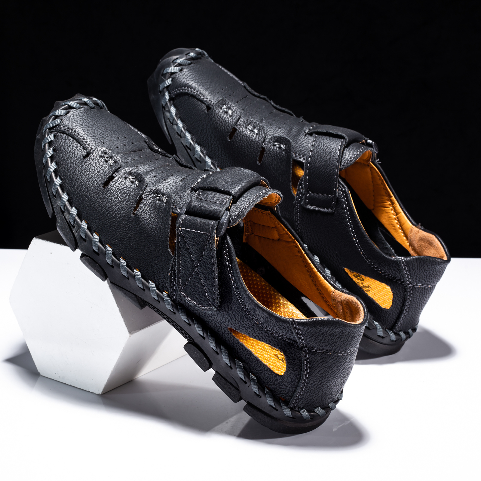 FLYLAND Men's Wear resistant Sandals Hook Loop Strap Casual Loafers