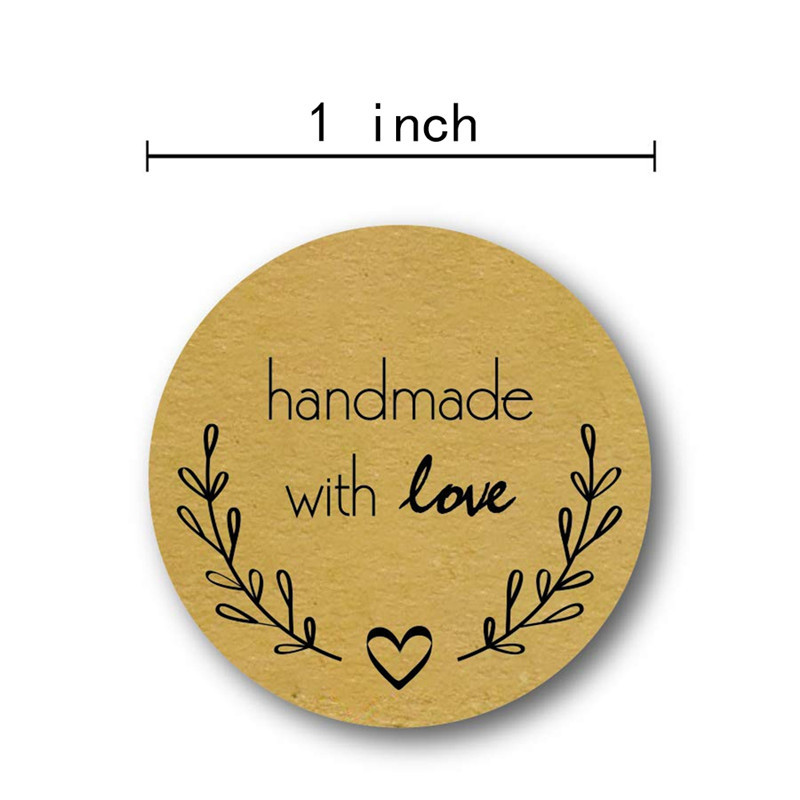500PCS Hand Made With Love Stickers Handmade Homemade Rou Thank Labels You  BEST