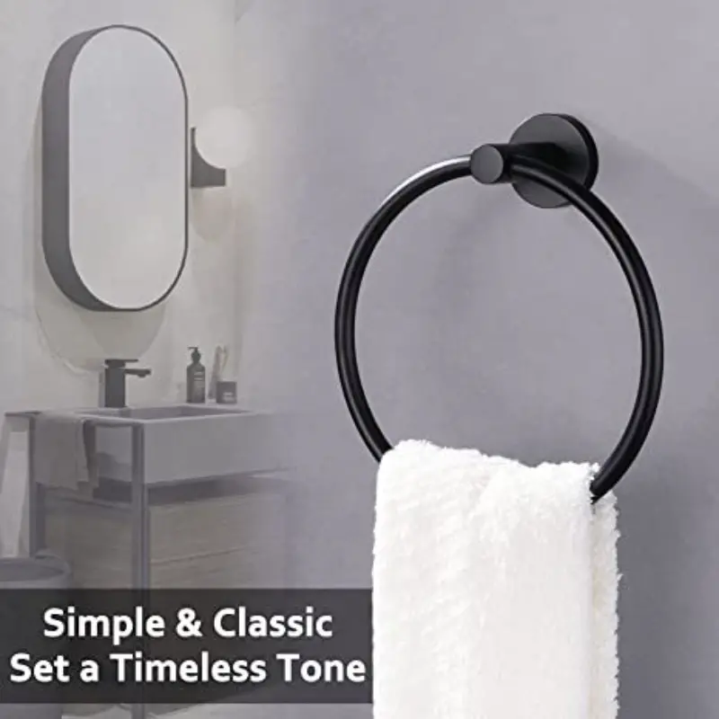 Matte Black Finish Stainless Steel Bathroom Towel Holder - Temu