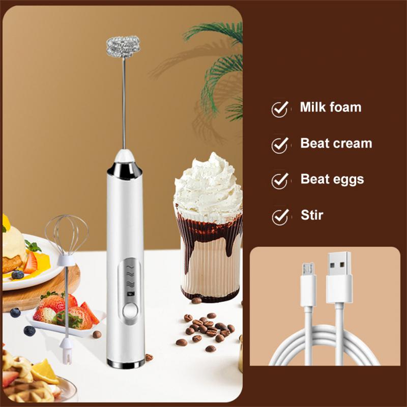 Electric Milk Frother Whisk Household Milk Shaker Mixer Foamer Food Bake  Blender White