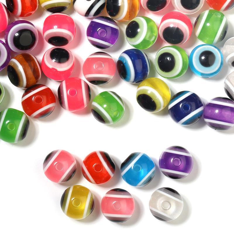 Mix Stripe Resin Beads Round Shape Spacer Beads Rainbow - Temu