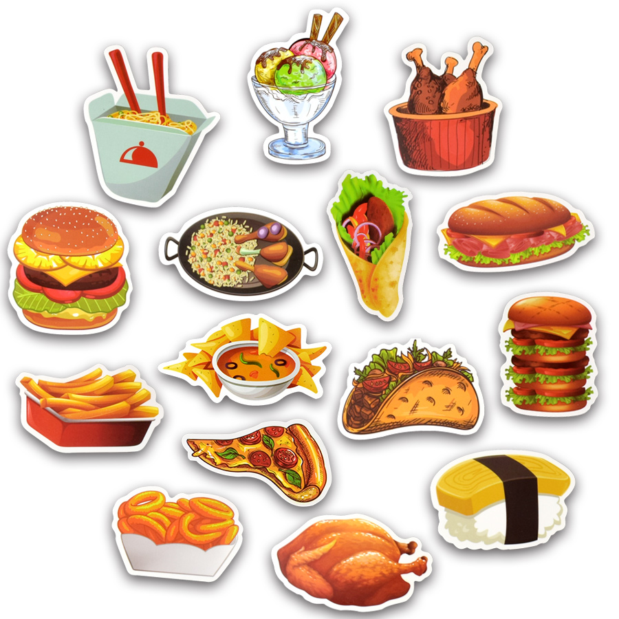 QTL Food Stickers for Kids Cute Food Stickers for Water Bottles Stickers  for Adults Teens Laptop Stickers Waterproof Fast Food Stickers Packs 50Pcs