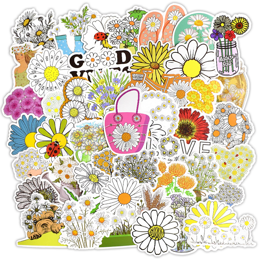 Cute Daisy Flower Stickers Perfect For Laptops, Skateboards, Guitars