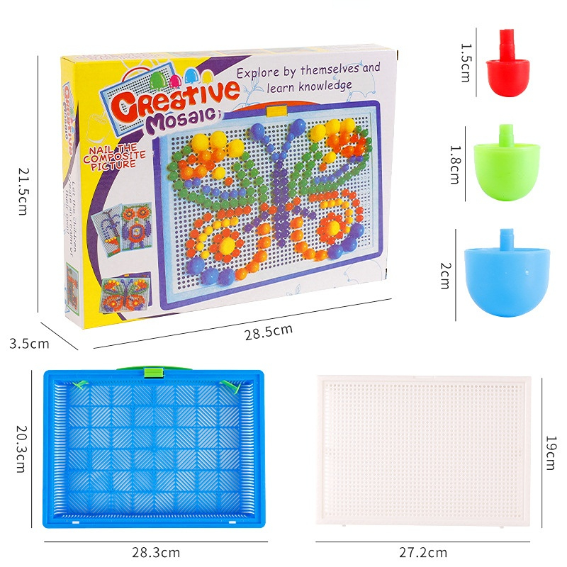 296 pièces de clous de champignon DIY jouets faits à la main pour enfants  Montessori jouets éducatifs intelligents jeu de Puzzle 3D cadeaux