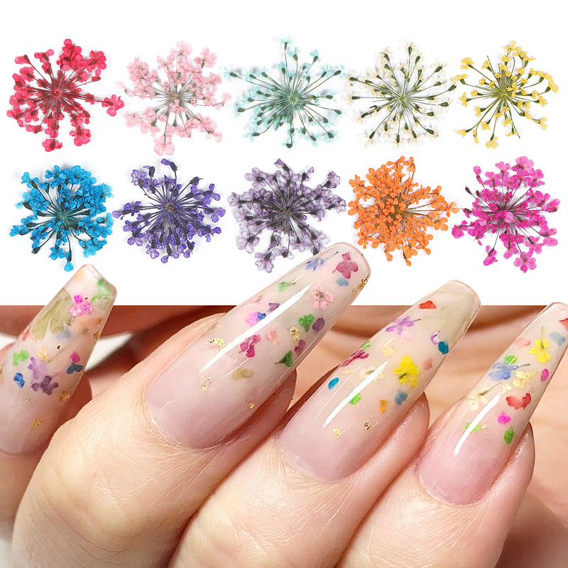 Nail Art Dried Flowers For Nails Mold Fillings UV Expoxy Flower For Pressed  Flower Nails Accessories 3d Nail Charms Decorations