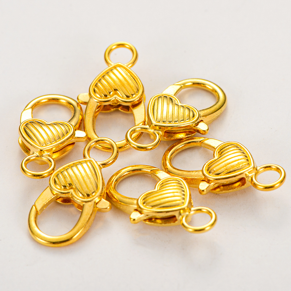 10Pcs Metal Swivel Lobster Clasp Snap Hook Heart Shape Keychain Jewelry  Findings (Golden)