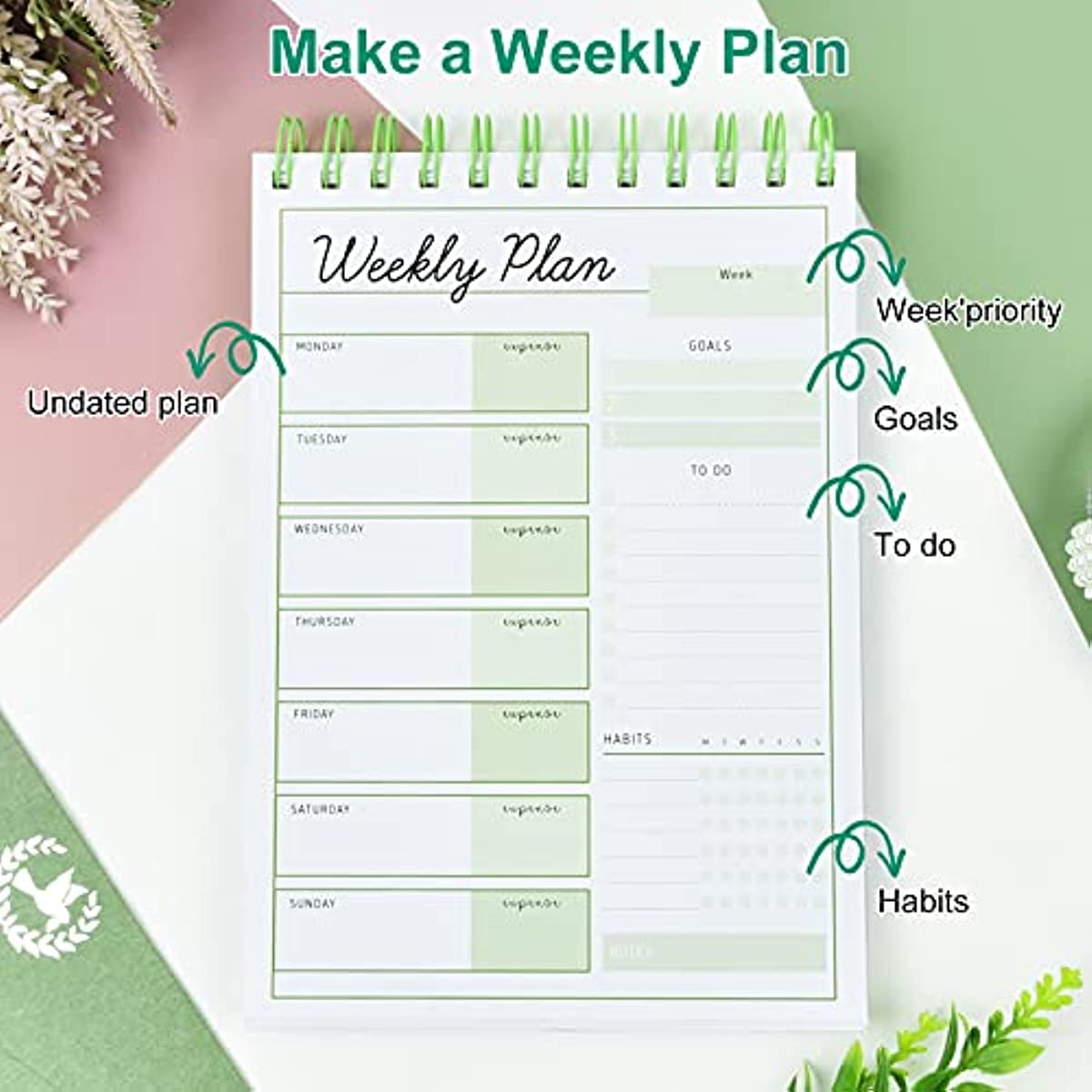 Simplified Greenery To Do List Notebook - Beautiful Daily Planner Easily  Organizes Your Daily Tasks And Boosts Productivity - The Perfect Journal  And