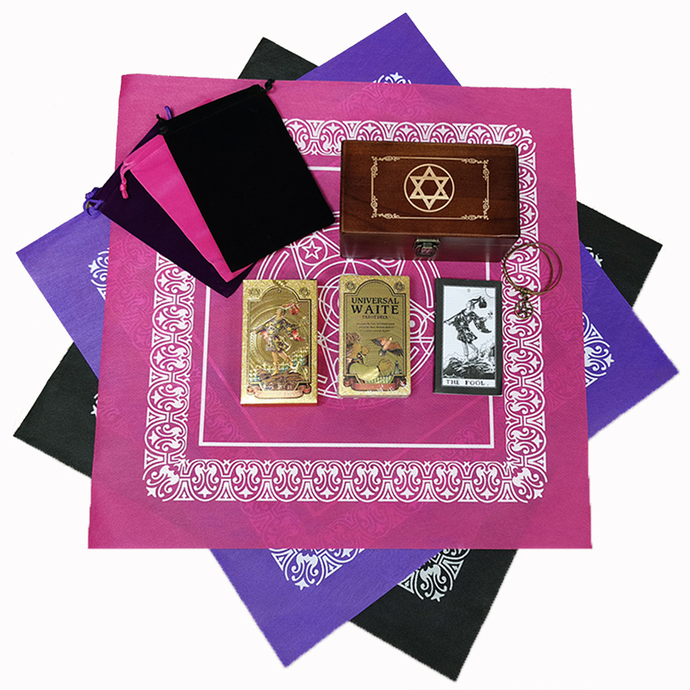 Cartes de Tarot en plastique Boîte cadeau Luxe Feuille d'or Carte
