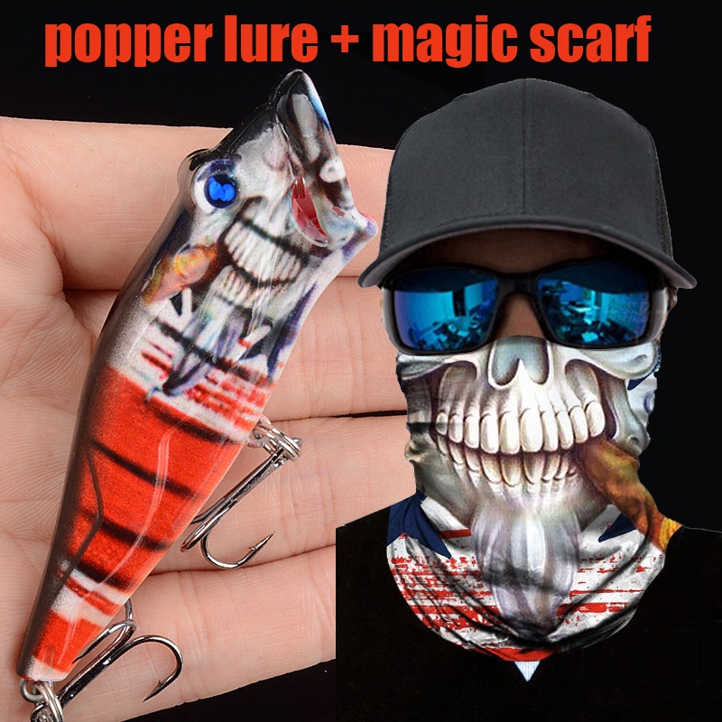 Popper Lure Skull Fishing Lure Mask Magic Scarf Headband - Temu