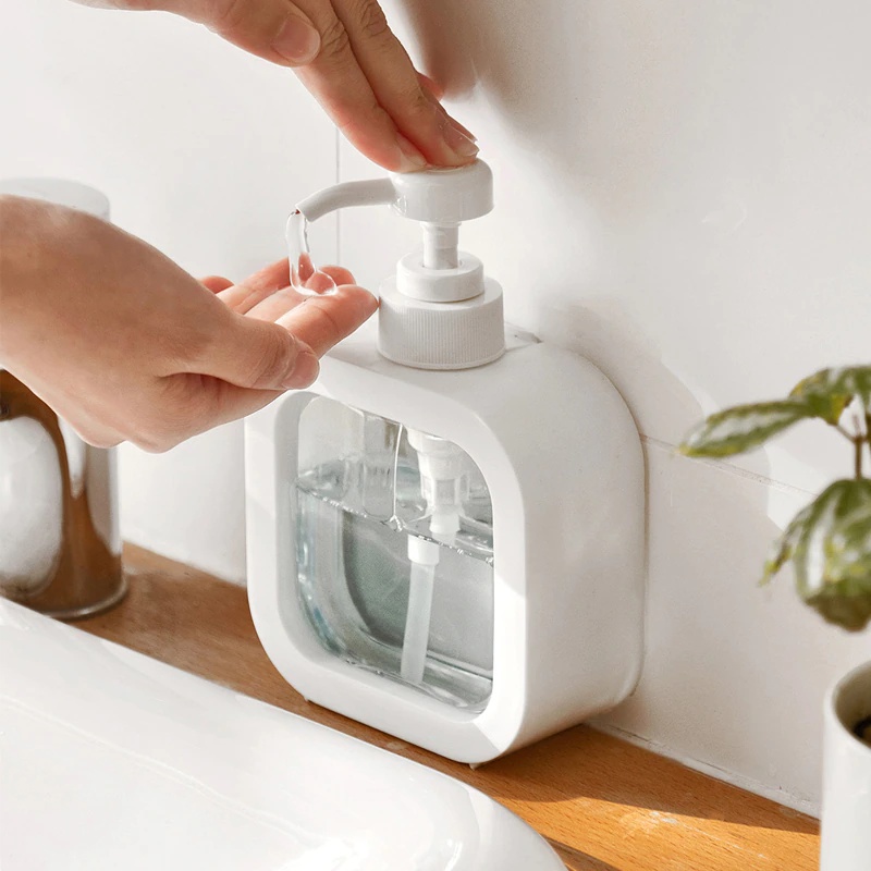 Dispensador de jabón para baño, ducha de 320 mlx3, montaje en pared,  dispensador de champú y acondicionador adherente, sin taladro, gel de baño  blanco