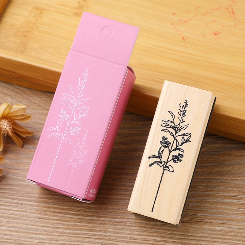  KAKALUOTE 15 Pcs Vintage Wooden Rubber Stamps,Flower