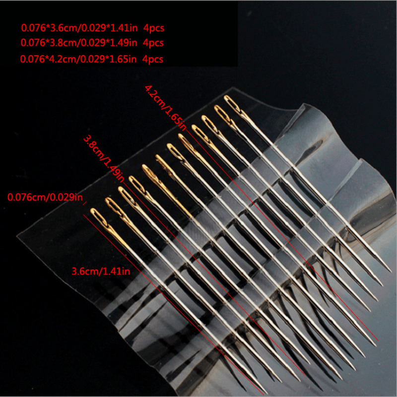 12pcs Hand Sewing Needles With Needle Cylinder, Household Sewing Tools, Easy  Thread, Random Silver And Gold Color