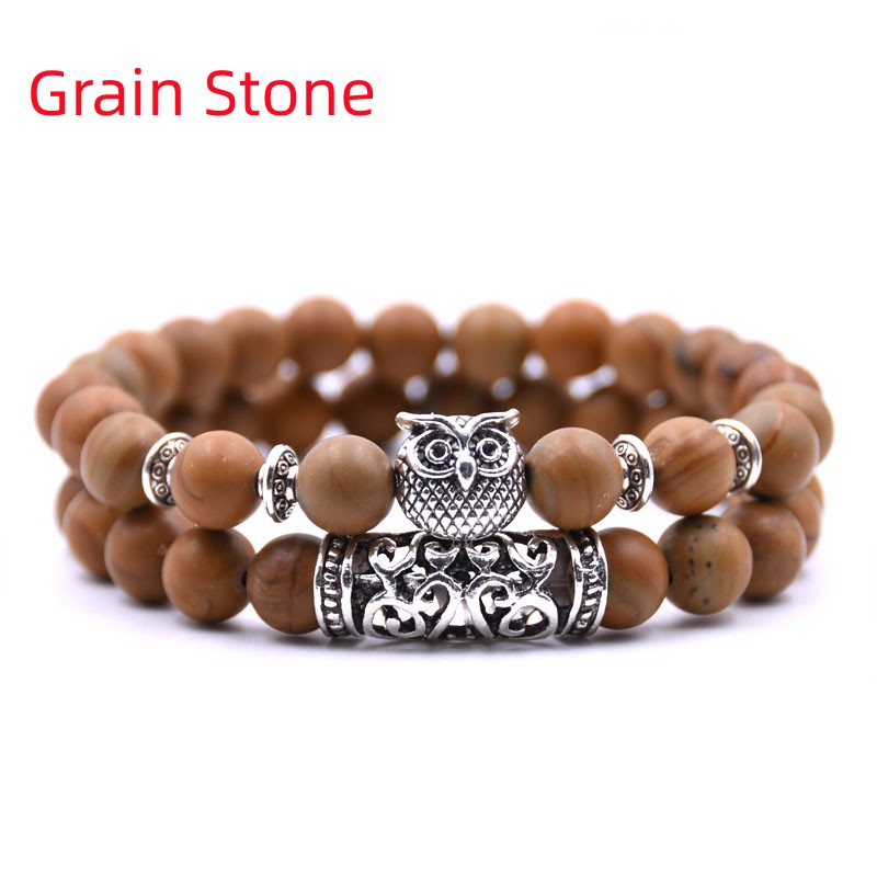 Lucky Stone Tiger Eyes Beads Owl Charm Bracelets