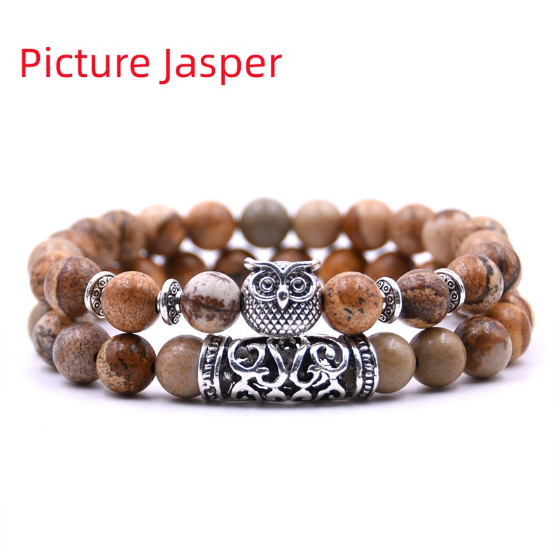 Lucky Stone Tiger Eyes Beads Owl Charm Bracelets