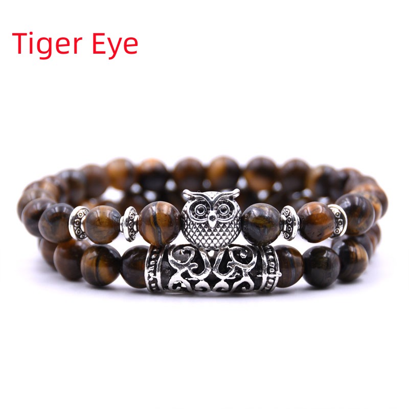 Lucky Stone Tiger Eyes Beads Owl Charm Bracelets