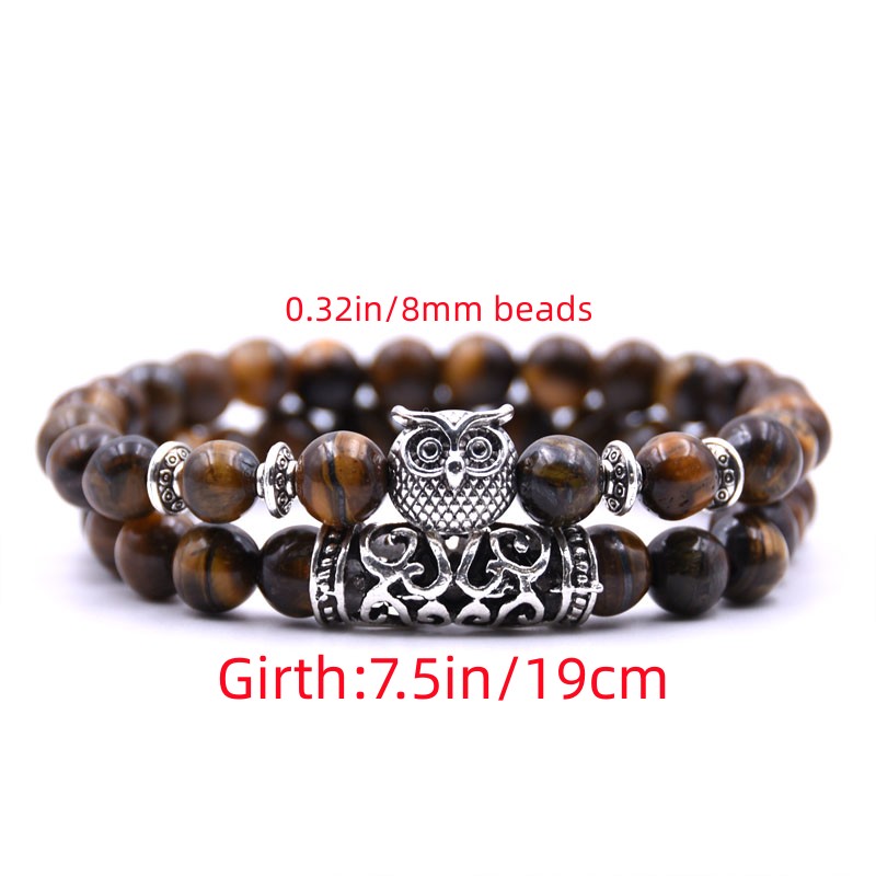 Lucky Stone Tiger Eyes Beads Owl Charm Bracelets