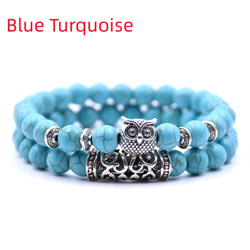 Lucky Stone Tiger Eyes Beads Owl Charm Bracelets