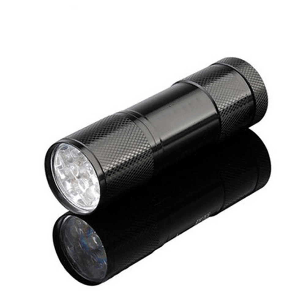 Mini aluminio negro UV ULTRA VIOLETA 9 LED LINTERNA Antorcha Lámpara de luz  Likrtyny Iluminación del hogar multifuncional