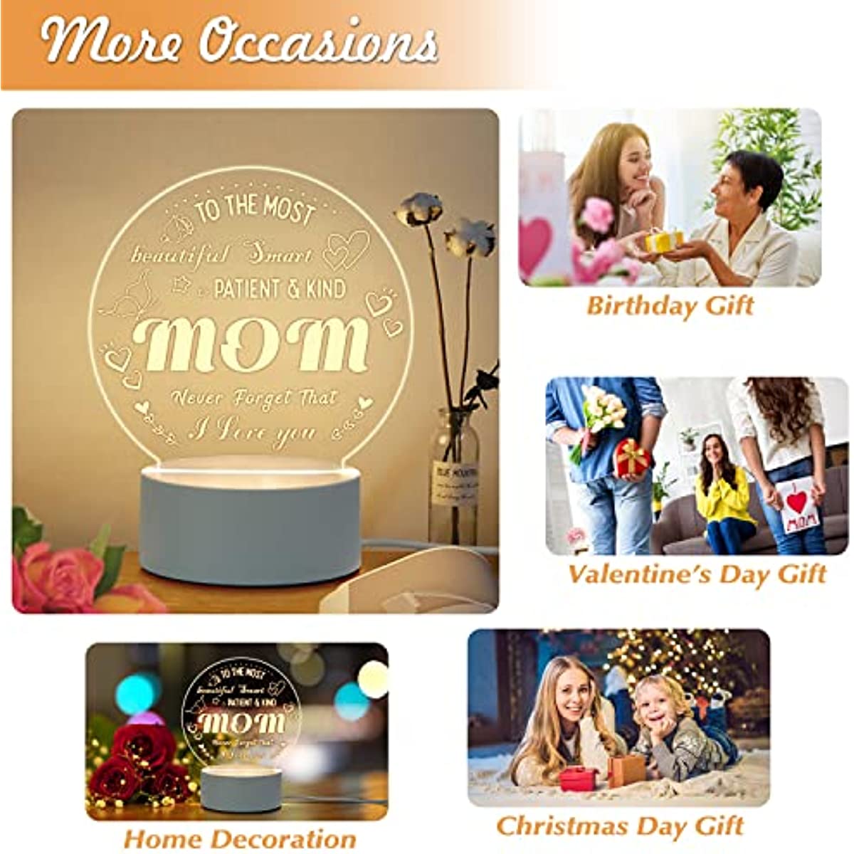 Christmas Gifts for Mom from Daughter Son- Mom Birthday Gifts Night Light